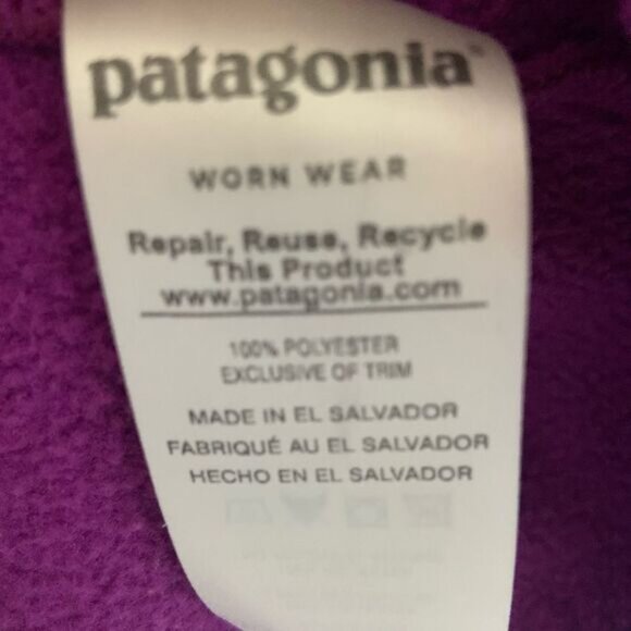 PATAGONIA Snap-T Synchilla Fleece Pullover Purple Girl’s Size XL 14 - Picture 11 of 14